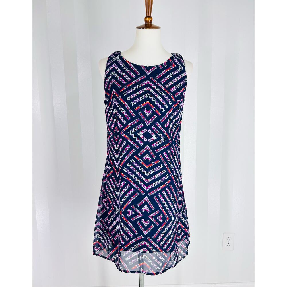 LOVE FIRE Women’s Multicolor Sleeveless Sheer Shift Dress Sz M